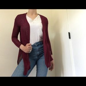H&M Dark Maroon Loose-fit Cardigan